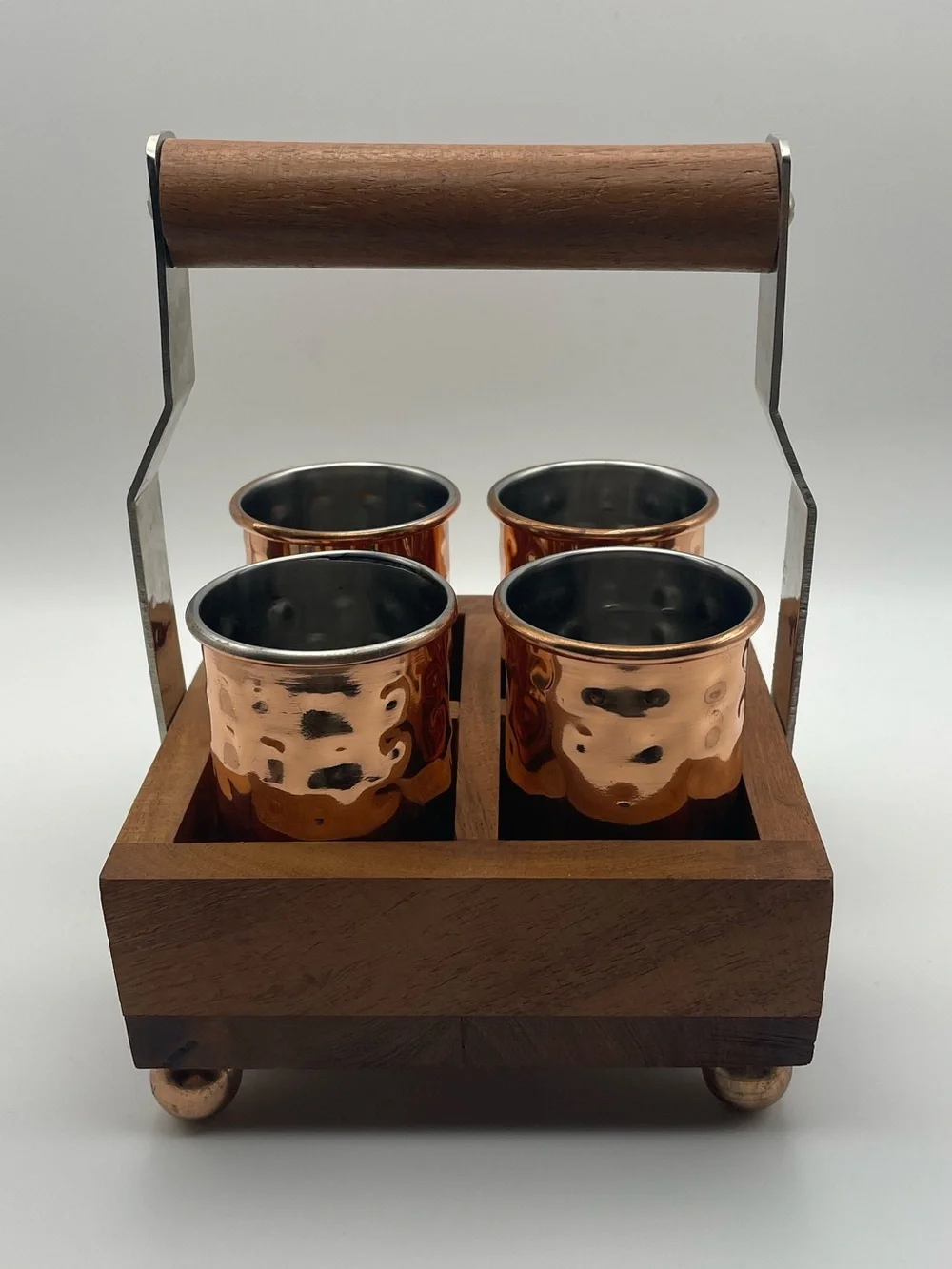 Copper Plated Shot Glasses with Holder